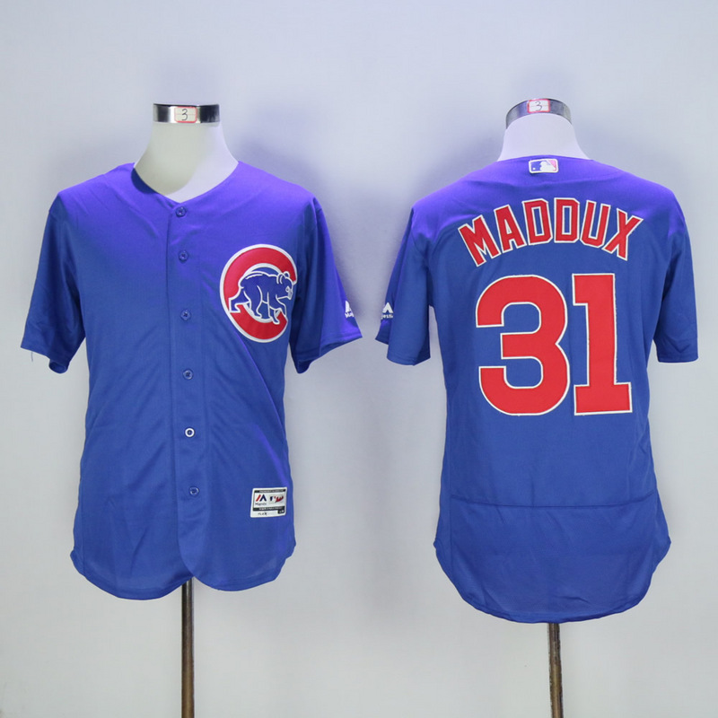 Men Chicago Cubs 31 Maddux Blue MLB Jerseys